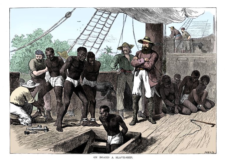 Captives-being-brought-on-board-a-slave-ship-on-the-west-coast-of-africa--slave-coast--c1880-802464822-59fb46fc0d327a003632d7d3